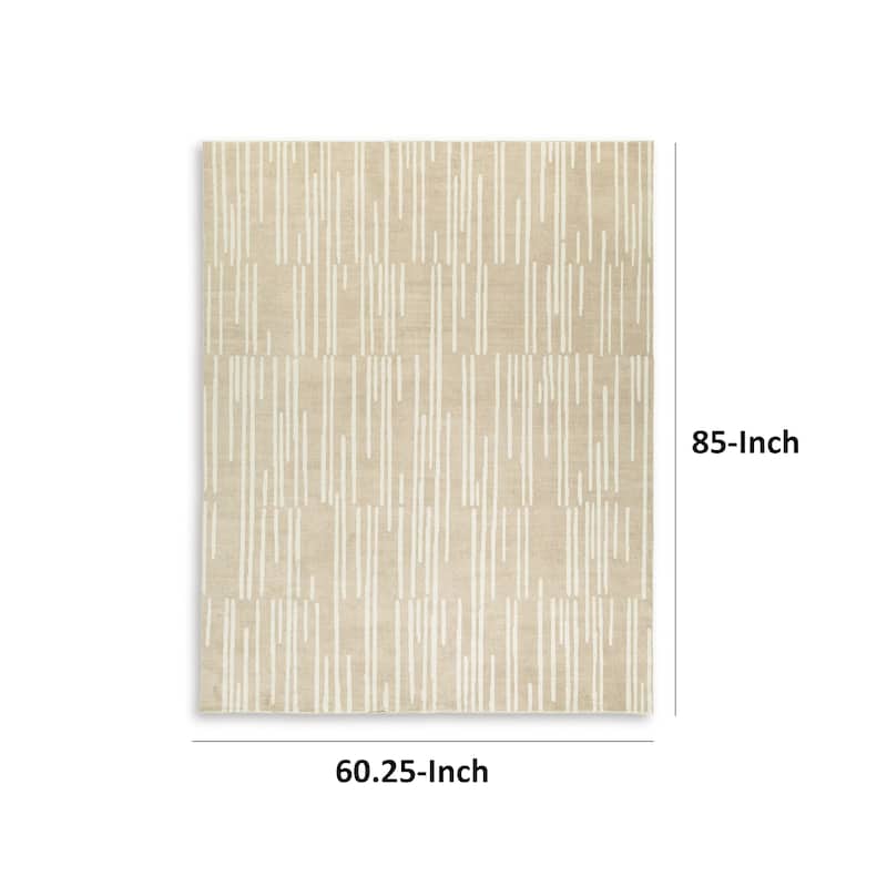 Stebin 5 x 7 Area Rug, Shag Style, 15mm Pile Cream Polyester, Washable - 5 x 7 Area Rug, Shag Style, 15