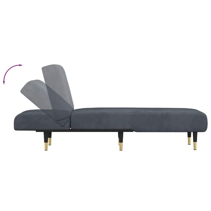 vidaXL Chaise Longue Black Velvet - 21.7" x 55.1" x 27.6"
