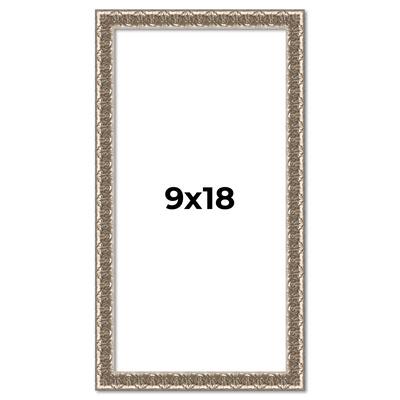 9x18 Frame Silver Versailles Ornate Solid Wood Picture Frame | 1 Inch