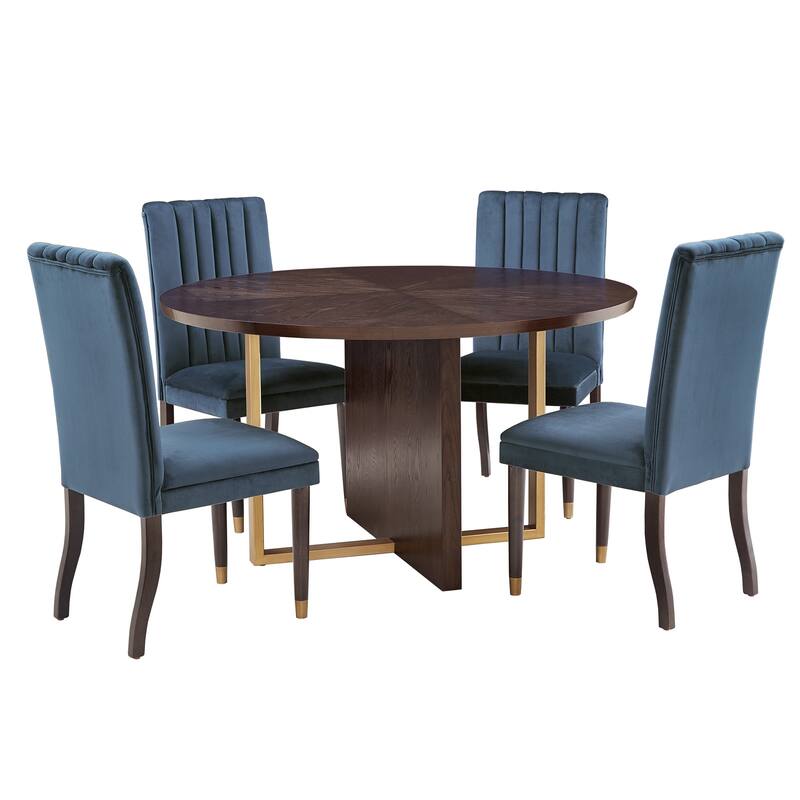 Andrea Espresso and Velvet 5-Piece Dining Set by iNSPIRE Q Modern