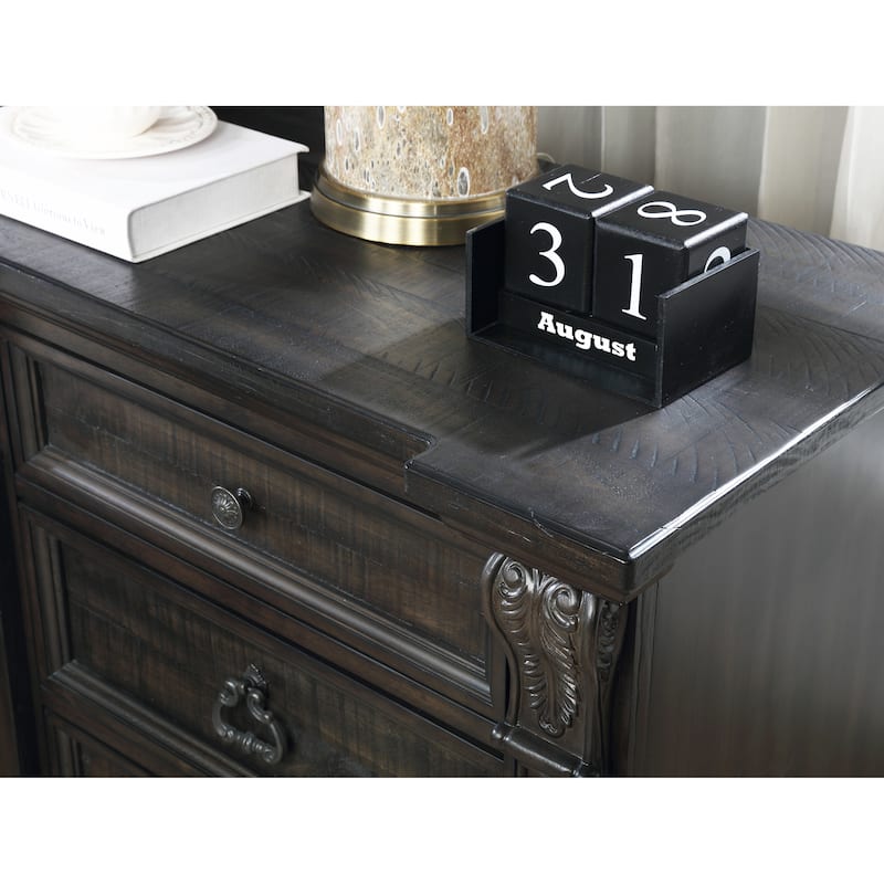 Roundhill Furniture Farson Distressed Dark Walnut Finish Dresser with Door