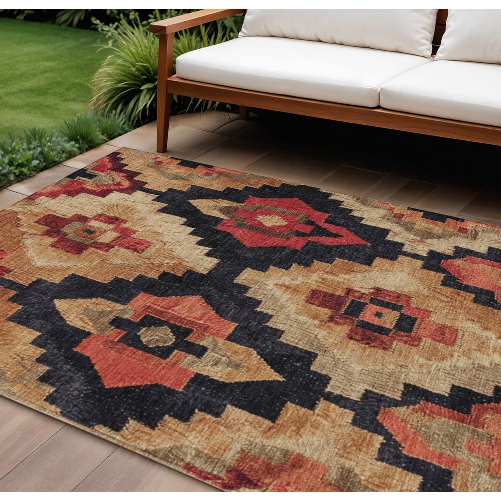 HomeRoots Aztec Transitional Rectangle Outdoor Rug