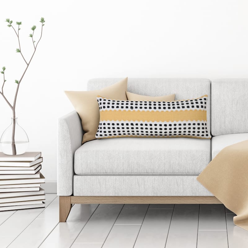 Sevita Industrial Woven Dash Grid Striped Throw Pillow