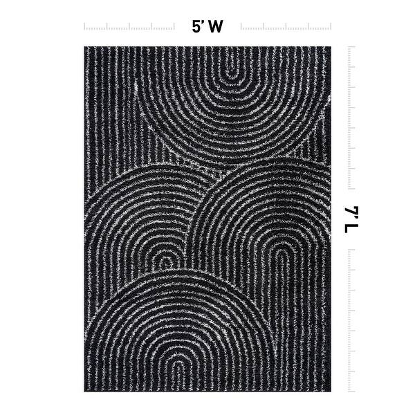 dimension image slide 3 of 6, World Rug Gallery Circles Arch Shag Area Rug