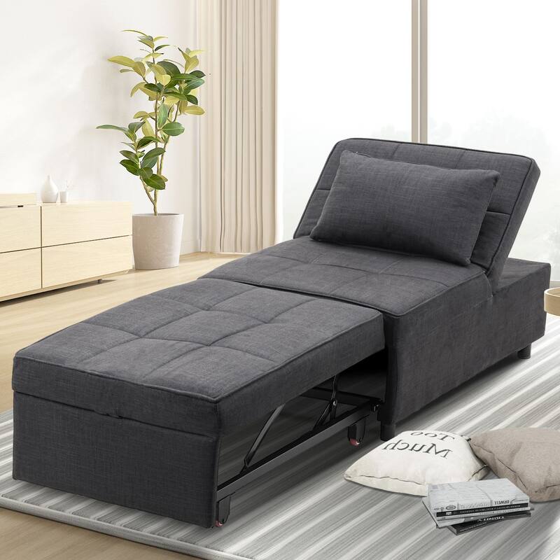 Ainfox Adjustable Sofa Chair Sleeper Sofa Bed Ottoman Couch with Metal Frame
