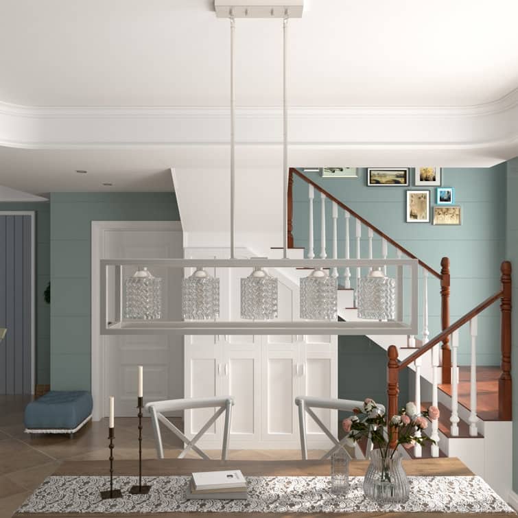 Modern Glam 5-light 37in Kitchen Island Lights Crystal Rectangle Chandelier