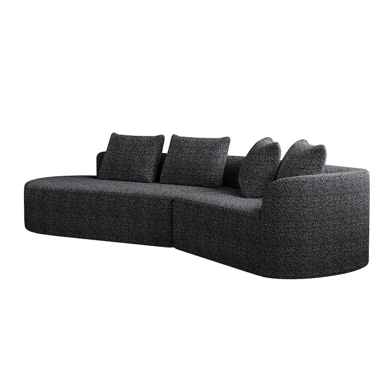 Chenille Upholstered Curved Sectional Sofa with Chaise and Pillows