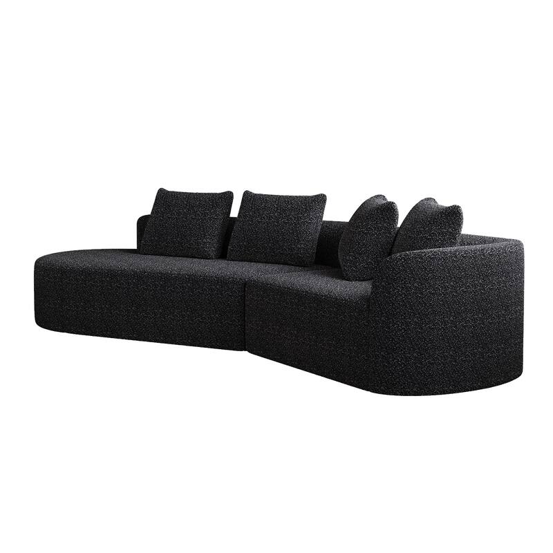 Modular Curved Sectional Sofa, Oversized Chenille Cloud Couch, Compressed Upholstered Sofa with 4 Throw Pillows