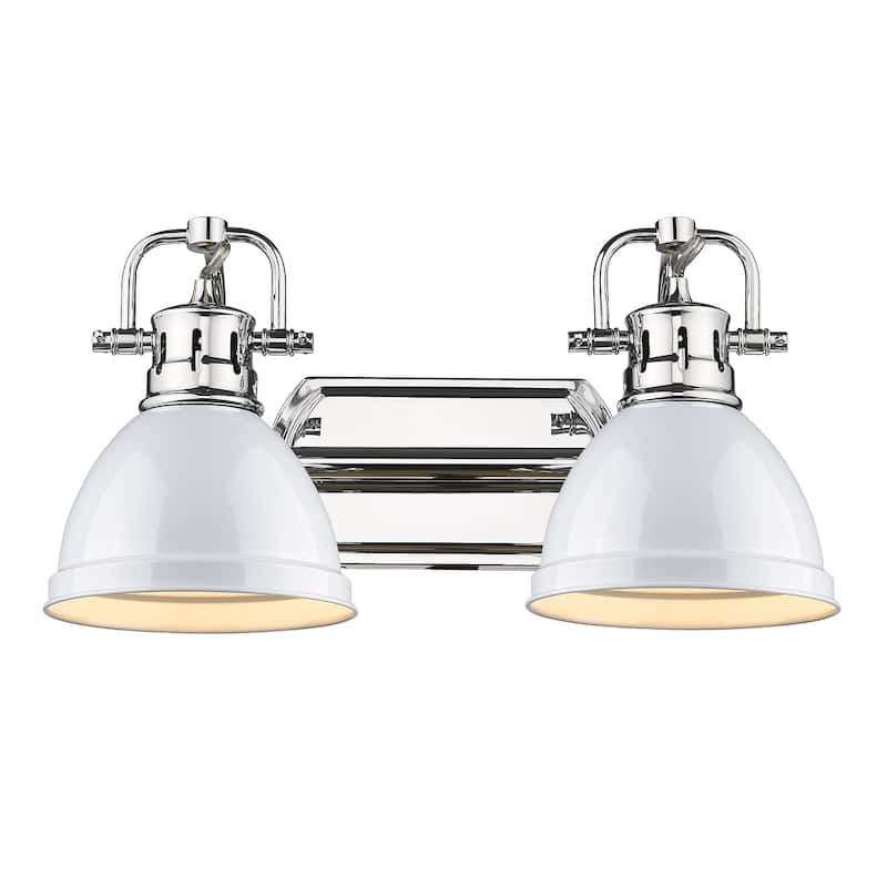 Duncan 2-Light Bath Vanity - Chrome with White Shades