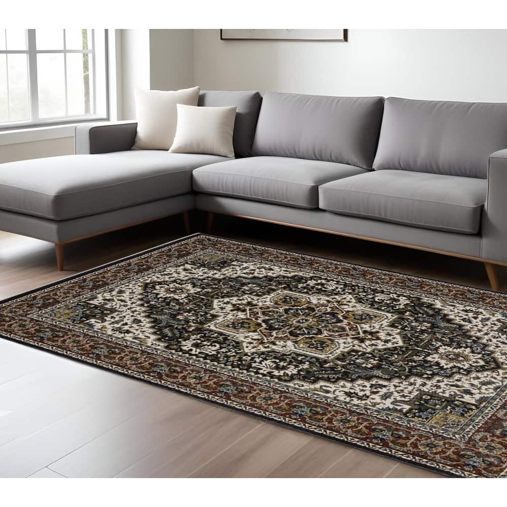 HomeRoots Medallion Traditional Rectangle Area Rug