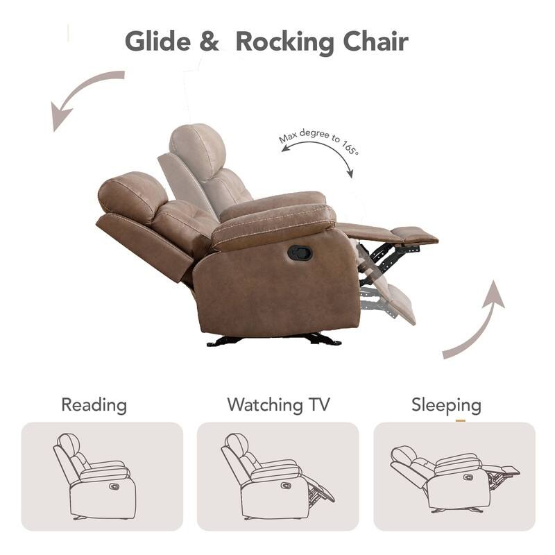 Spruce & Spring Lauren Manual Recliner Glider Rocker Chair for Living Room