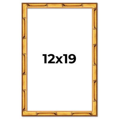 12x19 Frame Gold Bamboo Picture Frame Modern Photo Frame Includes UV Acrylic Shatter Guard Front Acid Free Foam Backing Board