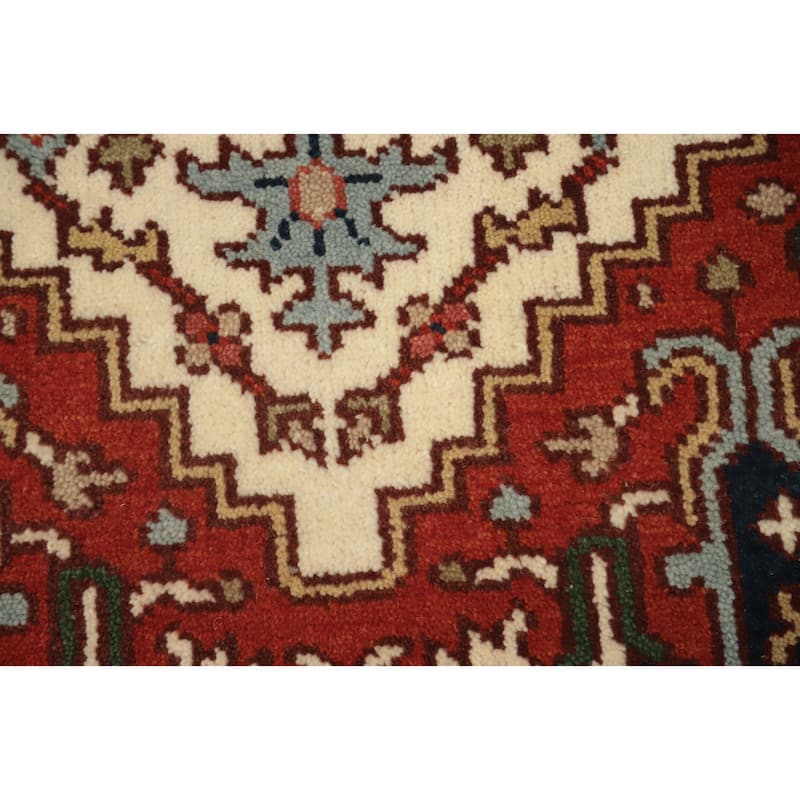 Hand Knotted Oriental 100% Wool Carpet Traditional Medallion Beige & Ivories Heriz (serapi) Area Rug - 5' 0'' X 3' 0''
