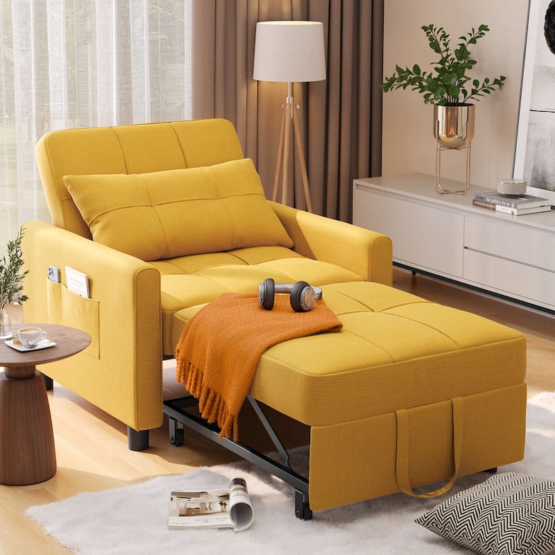 3 in 1 Pull Out Sleeper Sofa Bed, Convertible Modern Adjustable Upholstered Sleeper Chair Sofa