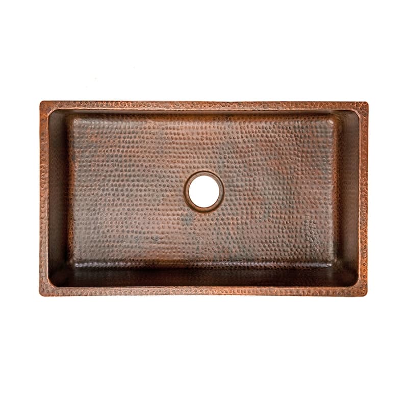 30-in Hammered Copper Kitchen Single Basin Sink with Matching Drain and Accessories (KSP3_KSDB30199)