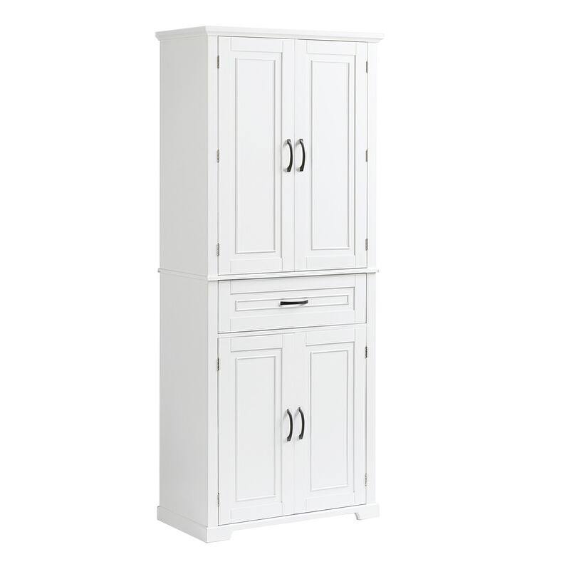 Bathroom Floor Cabinet, Freestanding Storage Cabinet with Doors and Drawer, Kitchen Cupboard with Adjustable Shelf