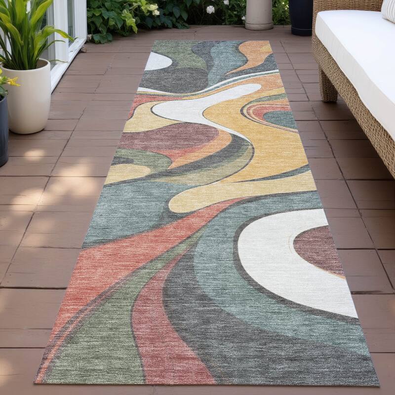 Machine Washable Indoor/Outdoor Soft Contemporary Chantille Rug - Gold - 2'3" x 7'6"