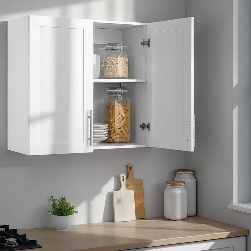 Prepac Elite Wall Cabinet with Panel Doors 12.75" D x 32" W x 30" H - 32 in W x 30 in H x 12.75 in D