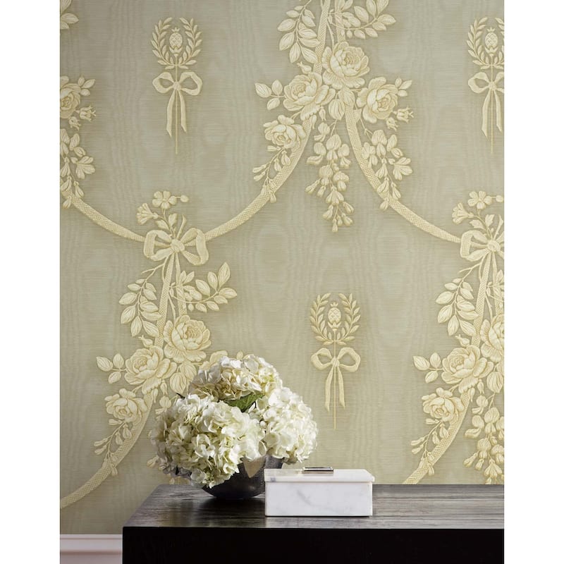 Seabrook Designs Lange Floral Wood Unpasted Wallpaper
