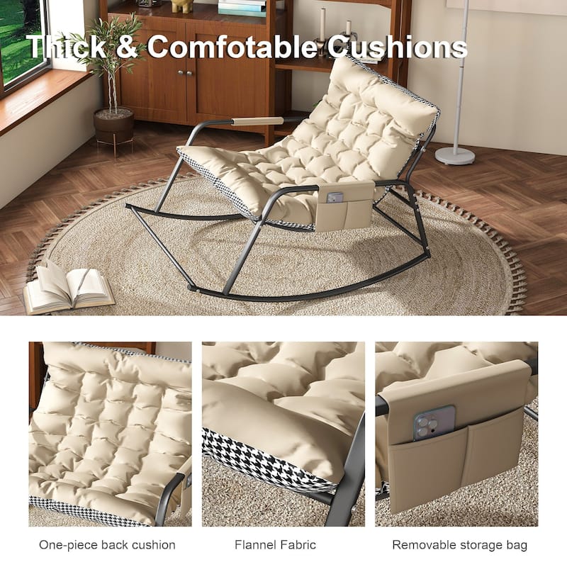 Rocking Chair with Storage, Cushions & Armrests