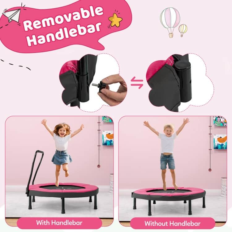 Metal Kids Trampoline with Foam Handle and Safety Mat