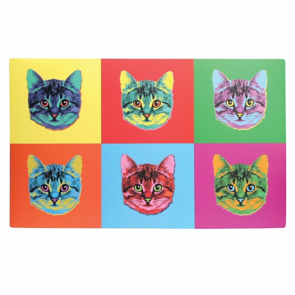 Shop Cat Pop Art Colorful Polypropylene Food Bowl Mat Overstock