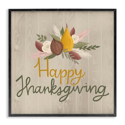 Stupell Happy Thanksgiving Rustic Harvest Framed Giclee Art Design By Mandy Ford Art + Illustration