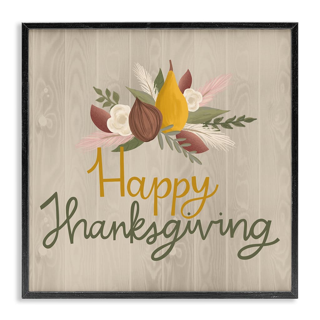 Stupell Happy Thanksgiving Rustic Harvest Framed Giclee Art Design By Mandy Ford Art + Illustration