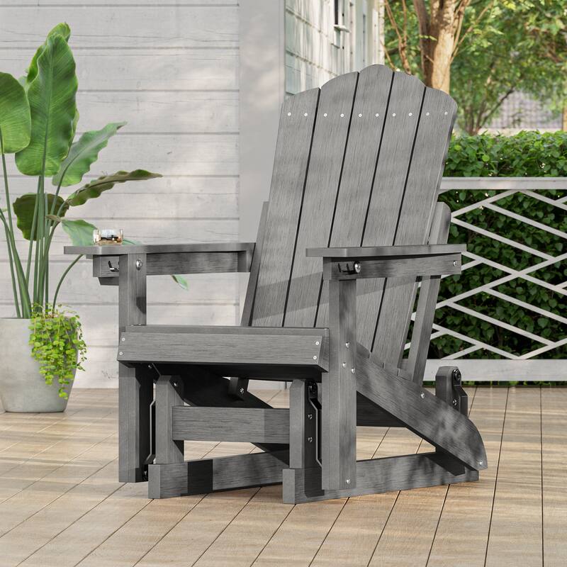 Glider Adirondack Patio Chair, 3-Position Adjust Smooth Motion Chair - 1-Piece - Gray