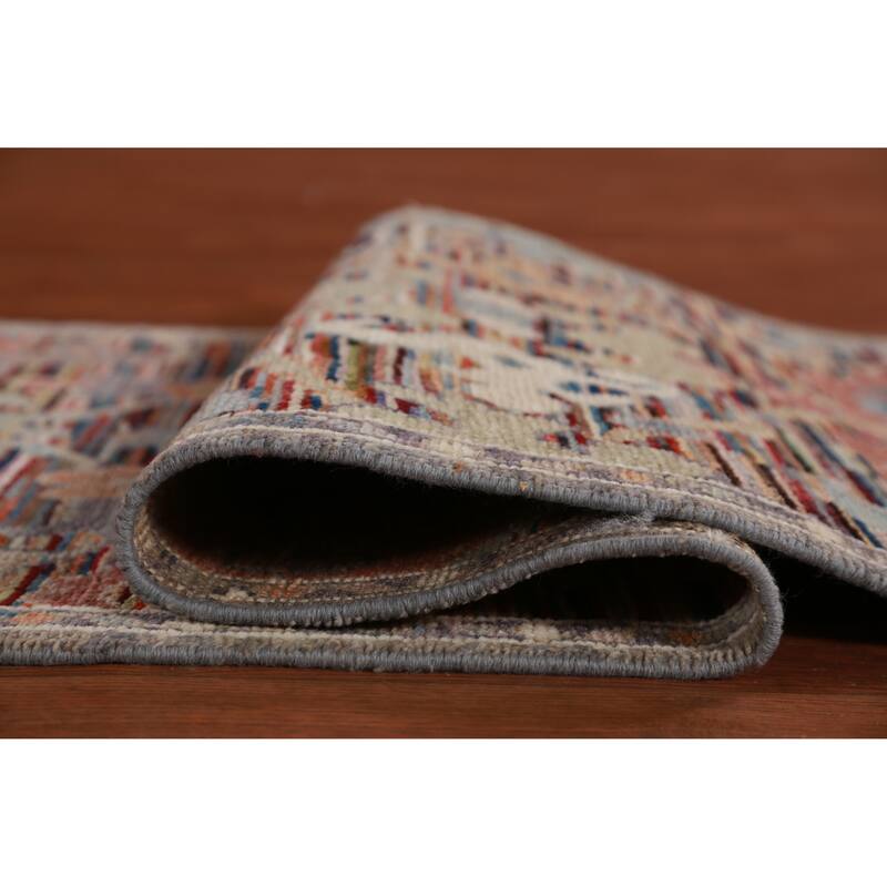 Hand Knotted Oriental 100% Wool Carpet Transitional Floral Multi-Colored Oushak Runner Rug - 19' 5'' X 2' 4''