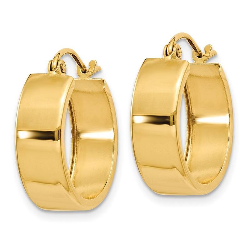 Curata 14k Yellow Gold Polished Wide Flat 16x6mm Hoop Earrings