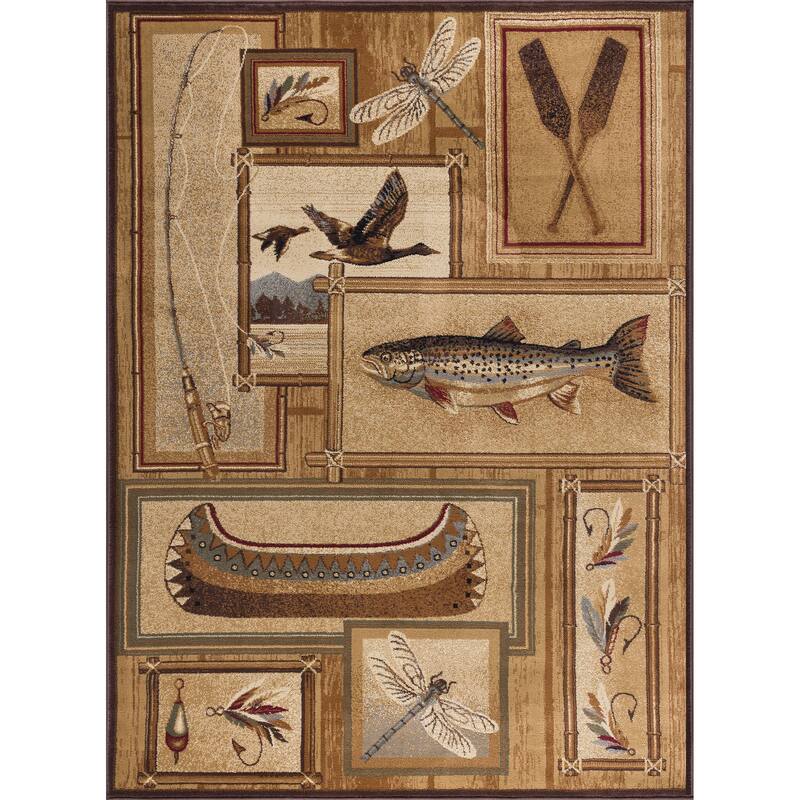 Natural Lodge Novelty Graphic Indoor Area Rug