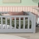 preview thumbnail 74 of 84, Montessori Twin Size Toddler Floor Bed with Fence without Door, Open-row Design Wood Frame Platform Bed with Safety Guardrails