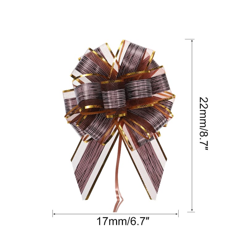 20pcs Large Pull Bow Gift Wrapping Bows Ribbon Organza - Coffee - 7 Inch