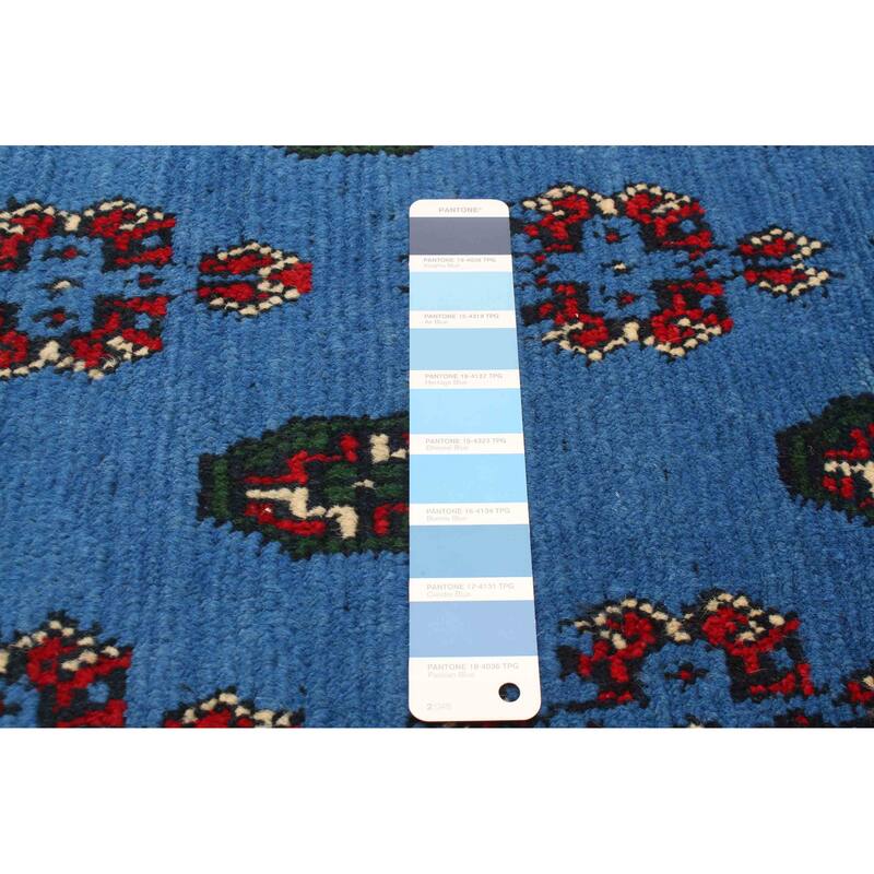 ECARPETGALLERY Hand-knotted Afghan Blue Wool Rug - 2'8 x 3'11