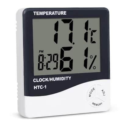 Indoor Digital LCD Thermometer Hygrometer Alarm Clock