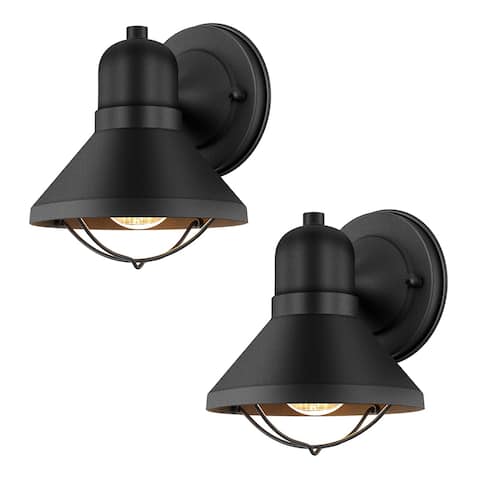 2-Pack Outdoor Wall Sconce in Powder Coated Finish, Black