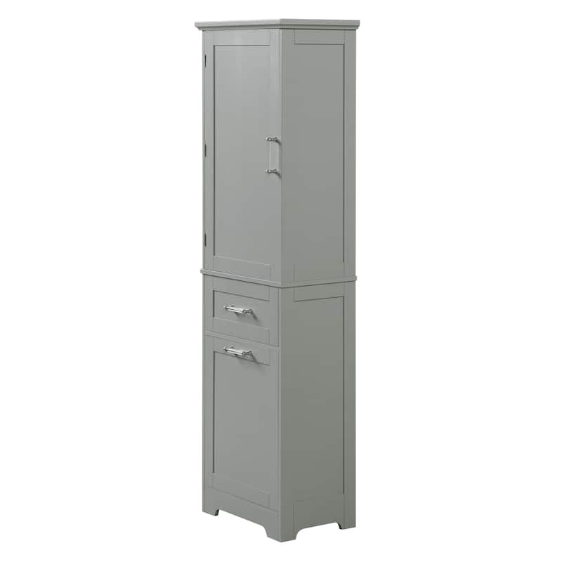 Roomfitters Tall Freestanding Bathroom Cabinet with 2 Drawers of Varying Sizes and Adjustable Shelf Painted MDF