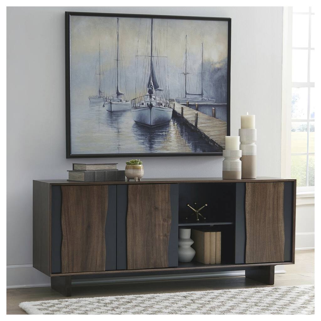 Signature Design by Ashley Welby Brown/Black Accent Cabinet - 71"W x 17"D x 30"H
