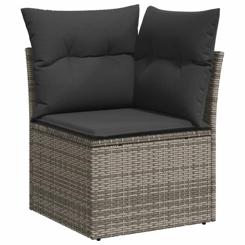 vidaXL Garden Sofa Set Grey PE rattan, powder-coated steel, tempered glass - 21.7 x 21.7 x 14.6