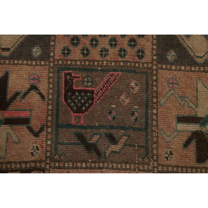 Garden Design Bakhtiari Persian Vintage Rug Hand-Knotted Wool Carpet - 4'10" x 9'2"