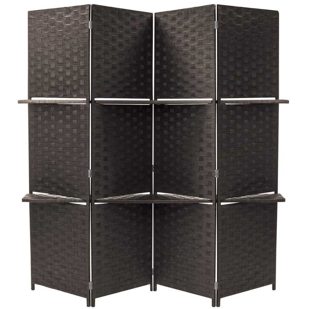 Diamond Room Divider, Partition Wall, With 2 Display Shelves , 4 Panel