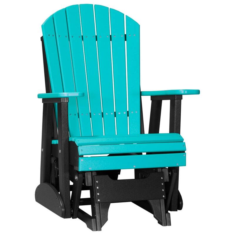Poly Lumber Adirondack Glider - 2' - Aruba Blue & Black