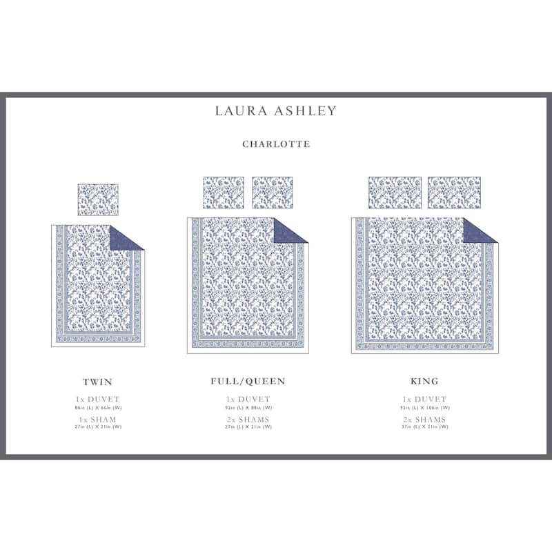 Laura Ashley Charlotte Blue Cotton Duvet Cover Set
