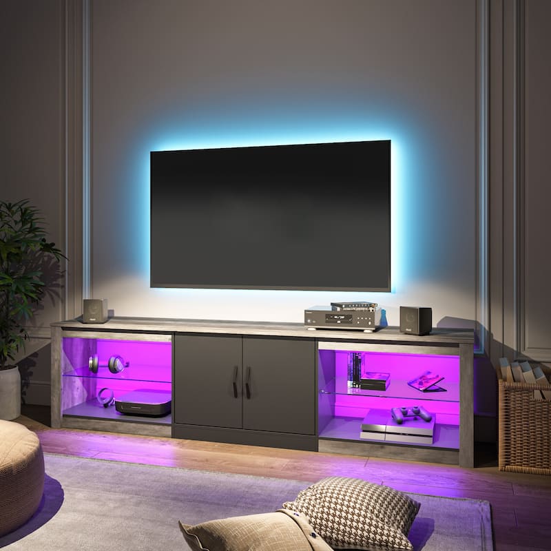 70 inch TV Stand 20 Color RGB Light Entertainment Center