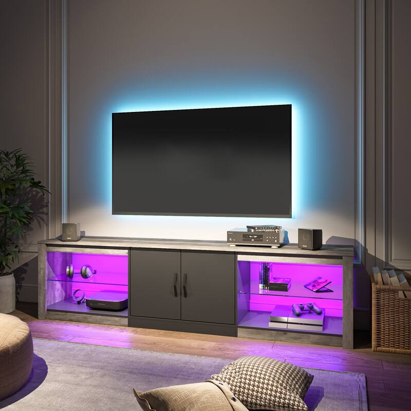 70 inch TV Stand 20 Color RGB Light Entertainment Center
