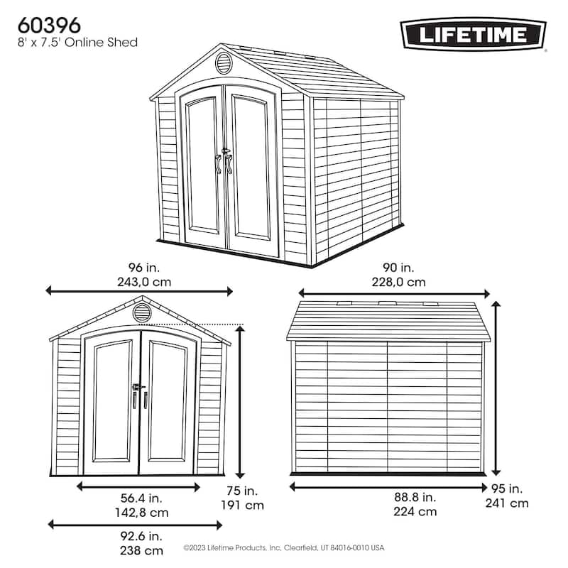 Lifetime 8 ft. x 7.5 ft. Outdoor Storage Shed