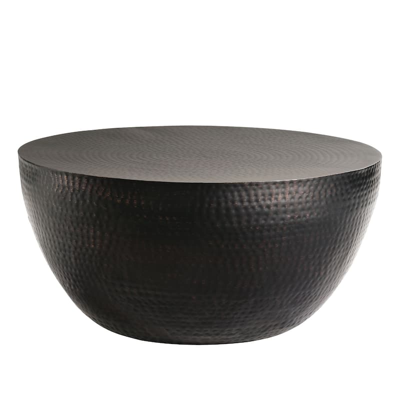 Mella 32 Inch Metal Hammered Coffee Table