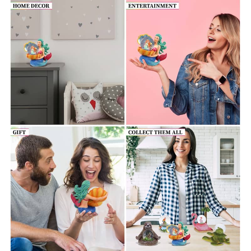 CoTa Global Mermaid Snow Globe Figurine with Sparkling Glitter - 45mm - 4.25″Lx2.75″Wx4″H