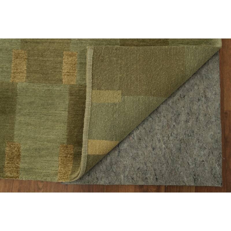 Hand Knotted Oriental 100% Wool Carpet Modern Abstract Green Nepalese Area Rug - 5' 0'' X 3' 0''